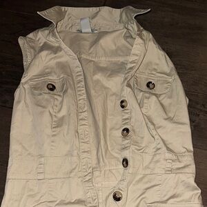 H&M Light Tan button up Vest dress
